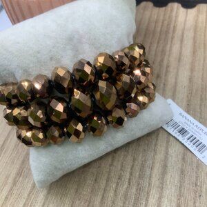 Banana Republic NWT Triple Bronze Metallic Beaded Stretchy Bracelet
